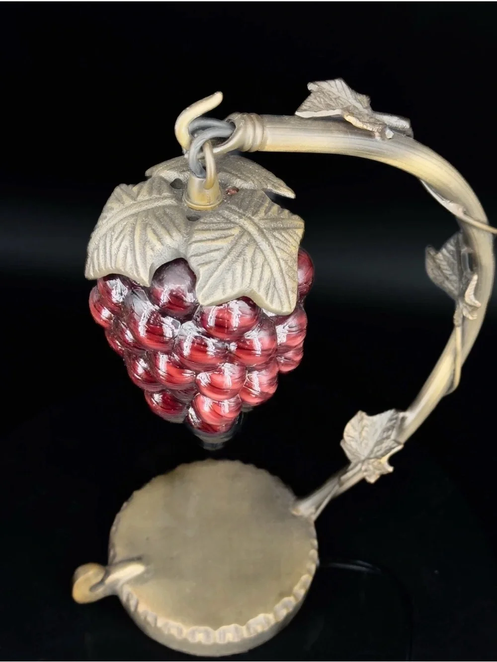 Hanging Glass Art Deco Grape Cluster Table Desk Lamp Arched Cast Metal Arm